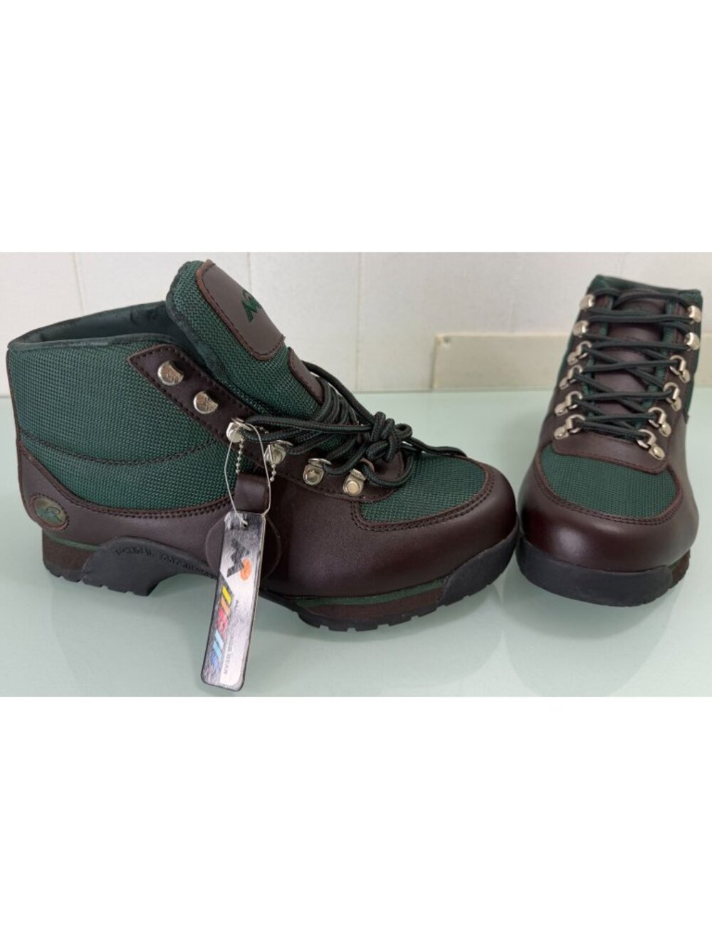 Mountain Gear Hiking Field Ankle Boots Mens 8.5 Leather Canvas Beef & Broccoli